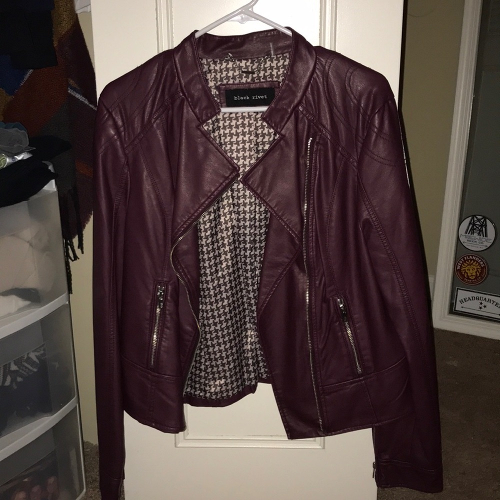 New maroon leather jacket